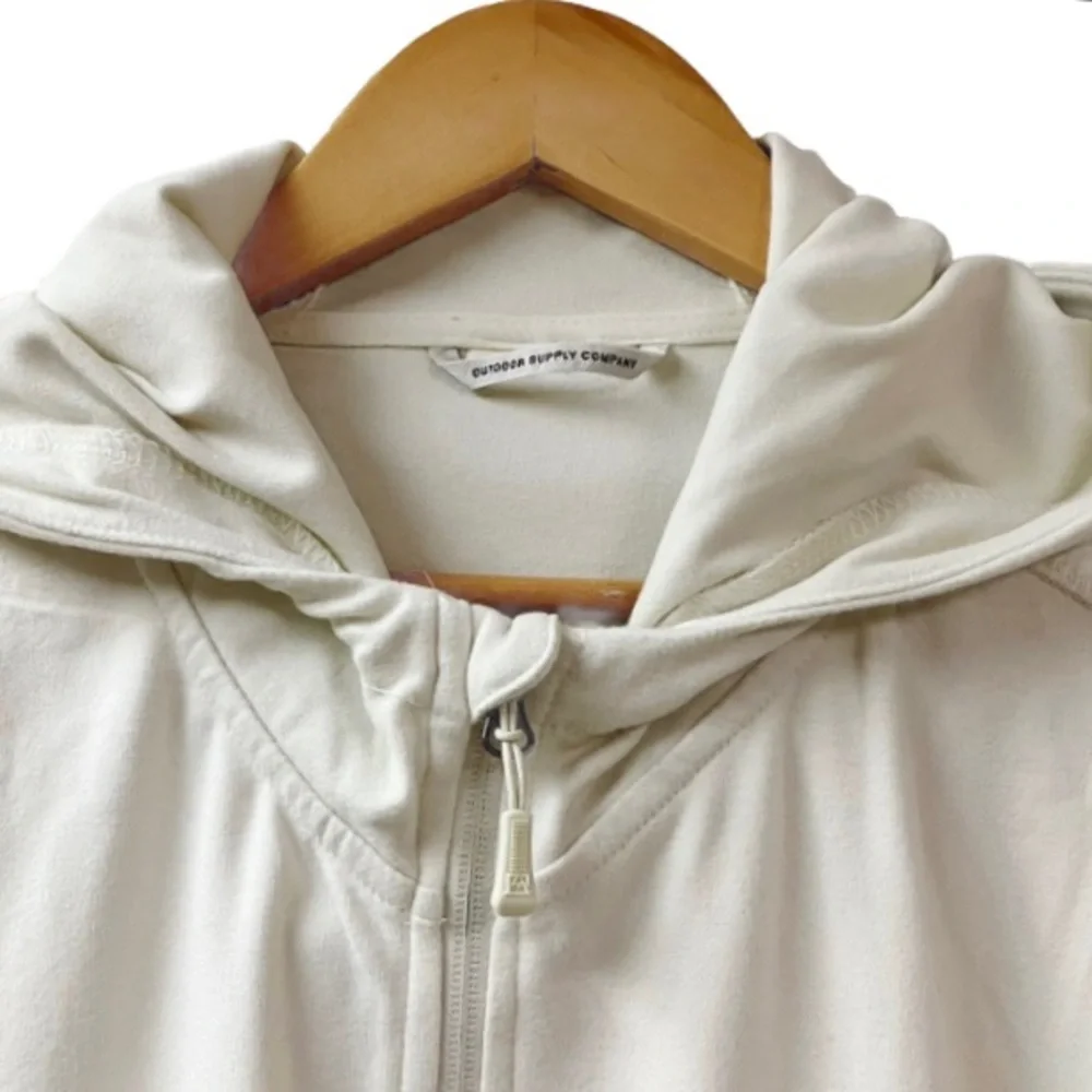 Hiking Comfort Outdoor Supply Company Full Zip Hooded Jacket Large Creme Pocket